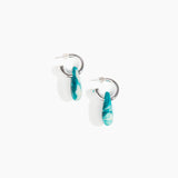 Dinosaur Designs Small Rock Hoop Earrings in Lagoon Colour resin with Silver-Plated Brass Hoop Material