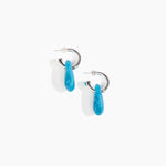 Dinosaur Designs Small Rock Hoop Earrings in Sky Colour resin with Silver-Plated Brass Hoop Material