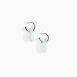 Dinosaur Designs Small Rock Hoop Earrings in Mint Colour resin with Silver-Plated Brass Hoop Material
