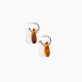 Dinosaur Designs Small Rock Hoop Earrings in Tortoise Colour resin with Silver-Plated Brass Hoop Material