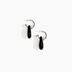 Dinosaur Designs Small Rock Hoop Earrings in Black Colour resin with Silver-Plated Brass Hoop Material