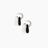 Dinosaur Designs Small Rock Hoop Earrings in Black Colour resin with Silver-Plated Brass Hoop Material