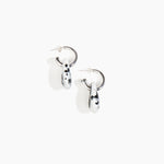 Dinosaur Designs Small Rock Hoop Earrings in White Marble Colour resin with Silver-Plated Brass Hoop Material