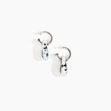 Dinosaur Designs Small Rock Hoop Earrings in White Marble Colour resin with Silver-Plated Brass Hoop Material