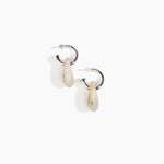 Dinosaur Designs Small Rock Hoop Earrings in Sandy Pearl Colour resin with Silver-Plated Brass Hoop Material