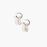 Dinosaur Designs Small Rock Hoop Earrings in Sandy Pearl Colour resin with Silver-Plated Brass Hoop Material