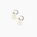 Dinosaur Designs Small Rock Hoop Earrings in Chalk Swirl Colour resin with Silver-Plated Brass Hoop Material
