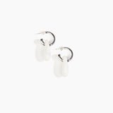 Dinosaur Designs Small Rock Hoop Earrings in Snow Swirl Colour resin with Silver-Plated Brass Hoop Material
