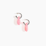 Dinosaur Designs Small Rock Hoop Earrings in Parakeet Colour resin with Silver-Plated Brass Hoop Material