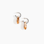 Dinosaur Designs Small Rock Hoop Earrings in Light Horn Colour resin with Silver-Plated Brass Hoop Material