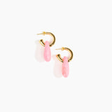 Dinosaur Designs Small Rock Hoop Earrings in Parakeet Colour resin with Brass Hoop Material