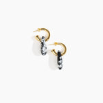 Dinosaur Designs Small Rock Hoop Earrings in Black Marble Colour resin with Brass Hoop Material