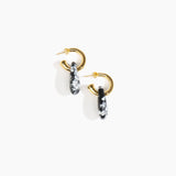 Dinosaur Designs Small Rock Hoop Earrings in Black Marble Colour resin with Brass Hoop Material