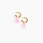 Dinosaur Designs Small Rock Hoop Earrings in Shell Pink Colour resin with Brass Hoop Material
