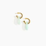 Dinosaur Designs Small Rock Hoop Earrings in Mint Colour resin with Brass Hoop Material