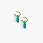 Dinosaur Designs Small Rock Hoop Earrings in Mineral Swirl Colour resin with Brass Hoop Material