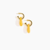 Dinosaur Designs Small Rock Hoop Earrings in Honeycomb Colour resin with Brass Hoop Material