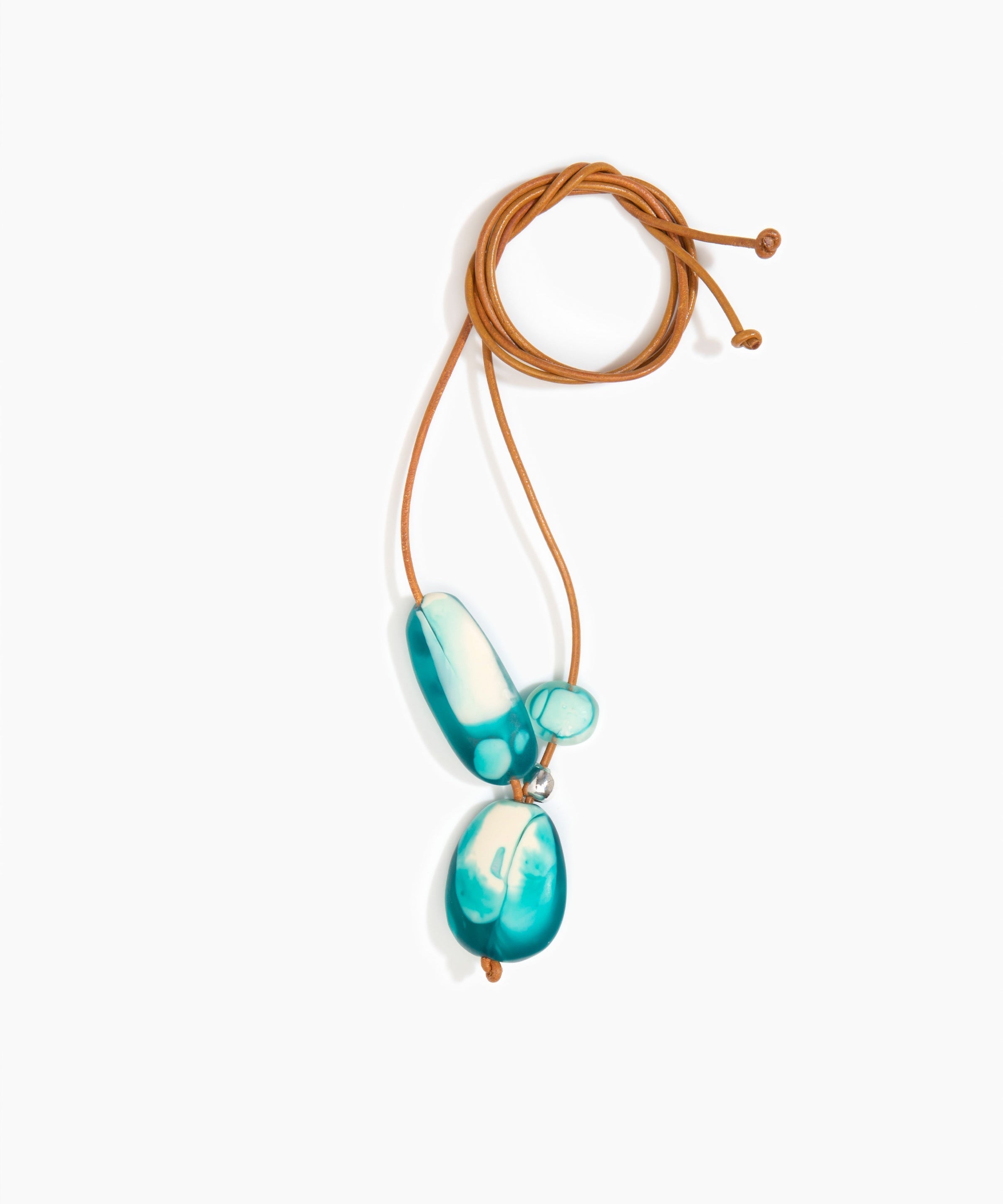Dinosaur Designs Rock Cluster Pendant in Lagoon Colour resin with 925 Sterling Silver Bead Material