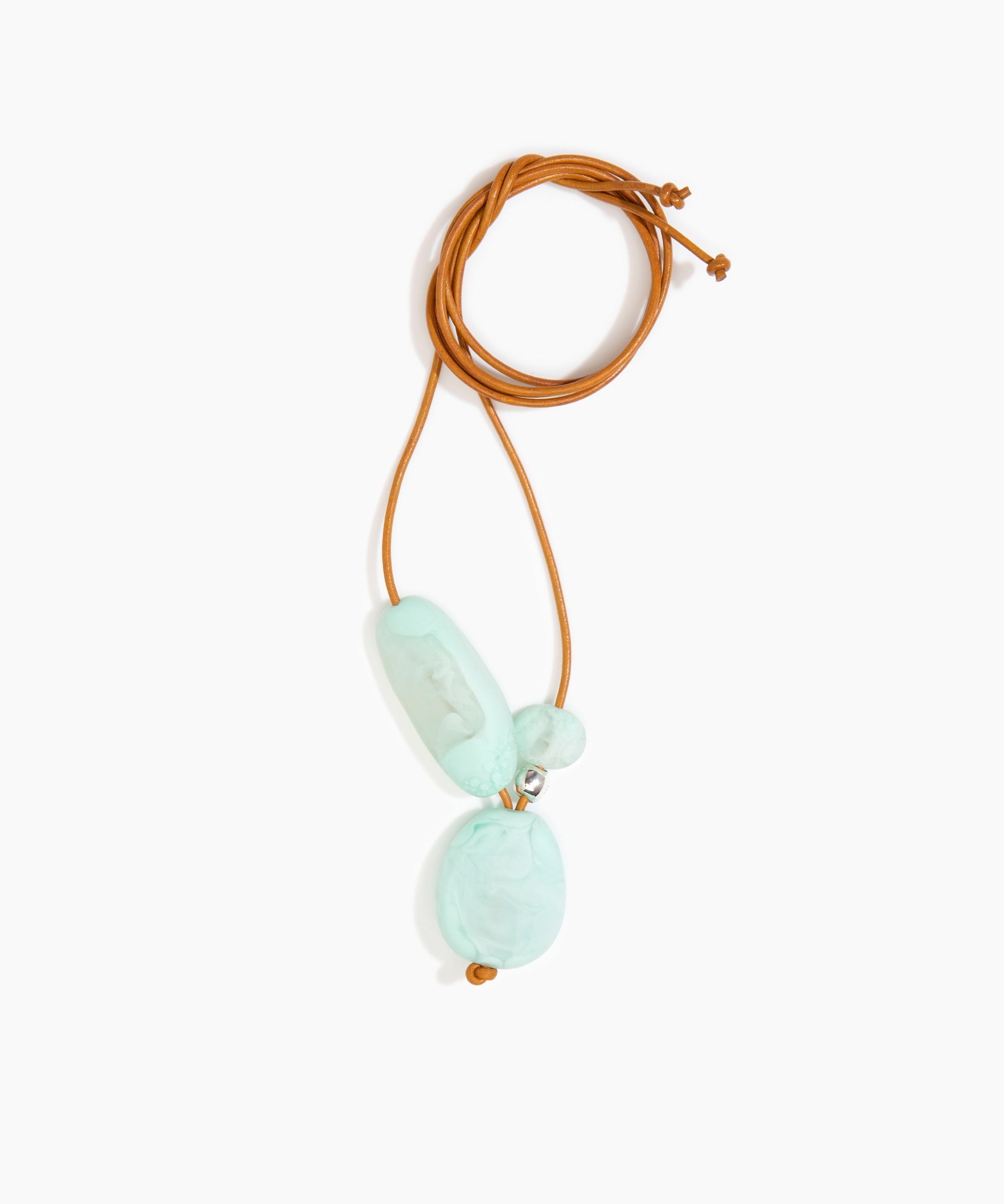 Dinosaur Designs Rock Cluster Pendant in Mint Colour resin with 925 Sterling Silver Bead Material