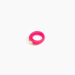 Dinosaur Designs Round Rock Ring in Flamingo Colour resin