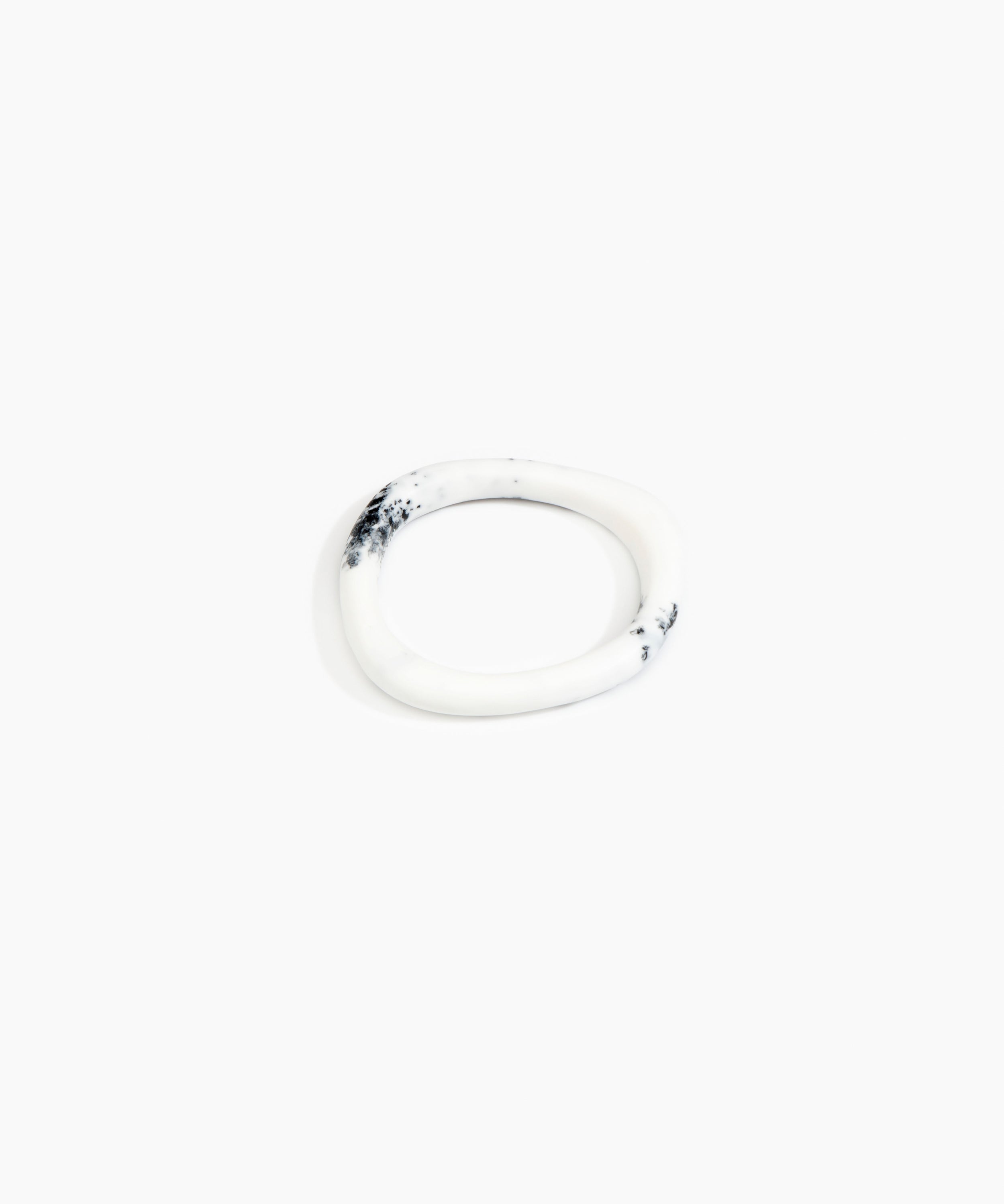 Dinosaur Designs Slate Bangle in White Marble Colour resin with Wide Fit