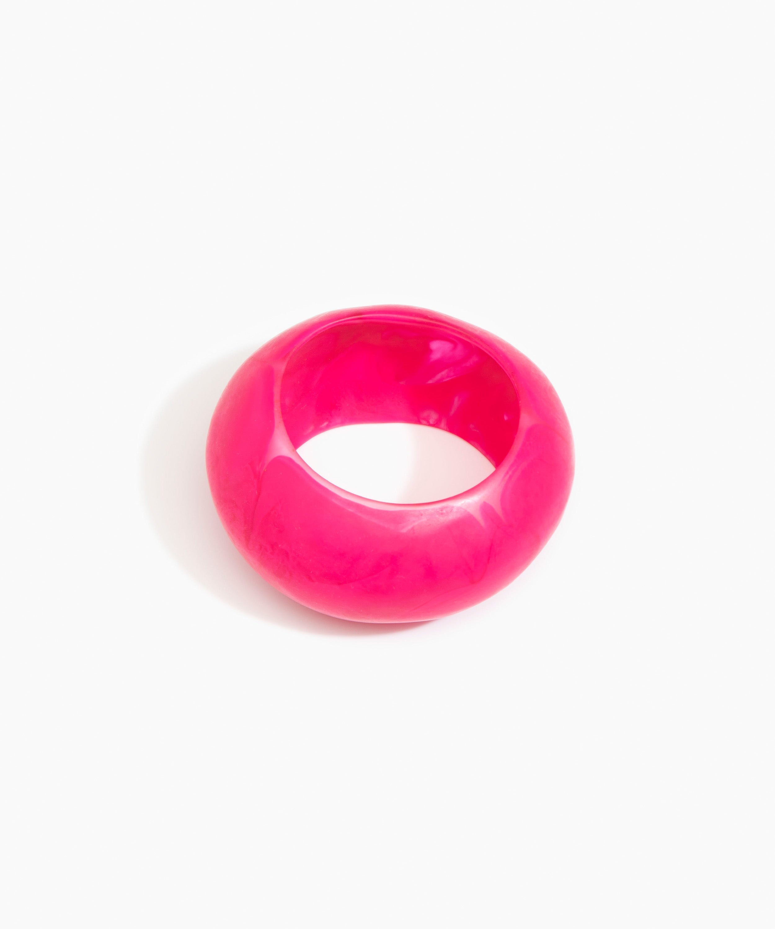 Dinosaur Designs Boulder Bangle in Flamingo Colour resin with Wide Fit