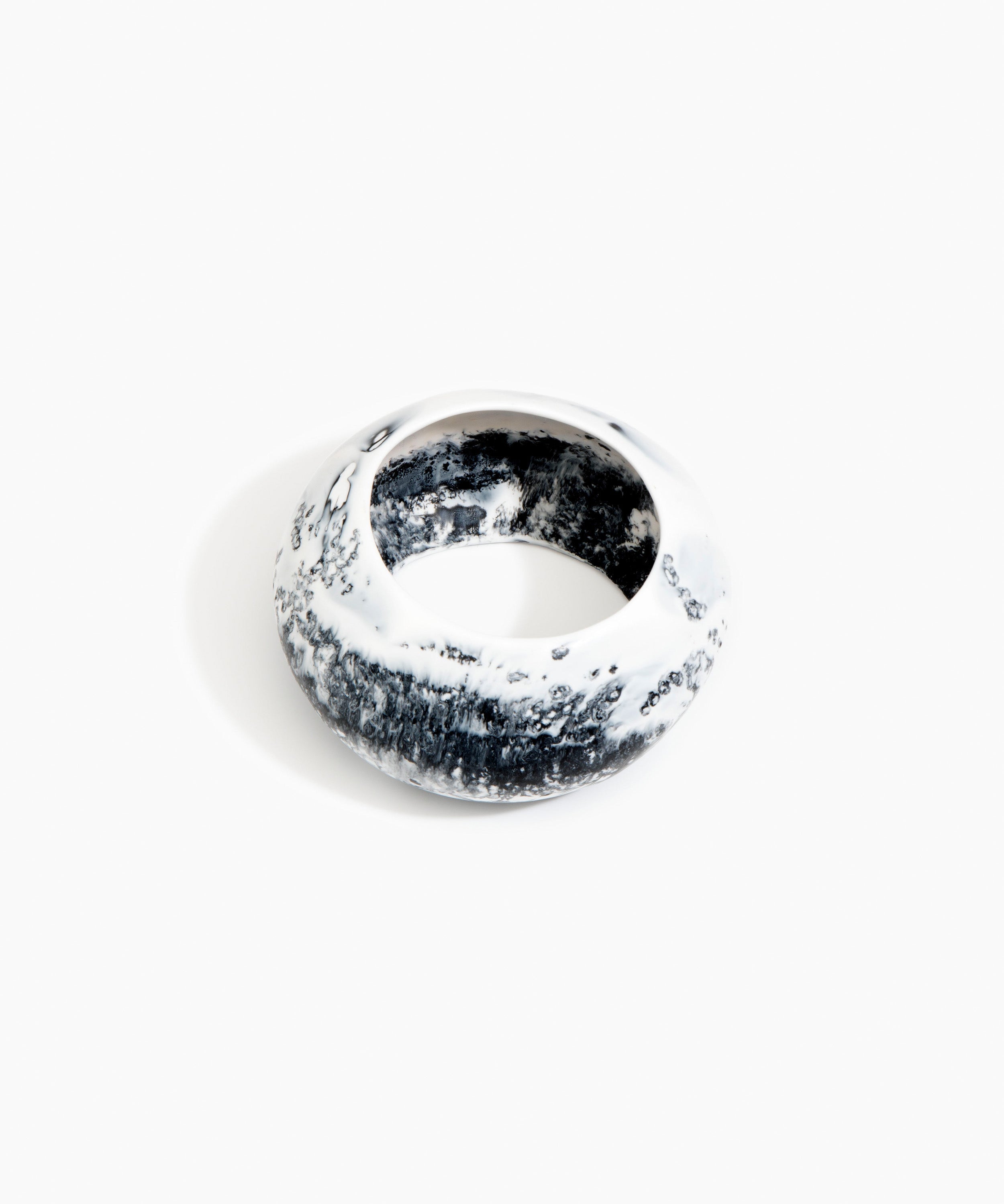 Dinosaur Designs Boulder Bangle in White Marble Colour resin with Wide Fit
