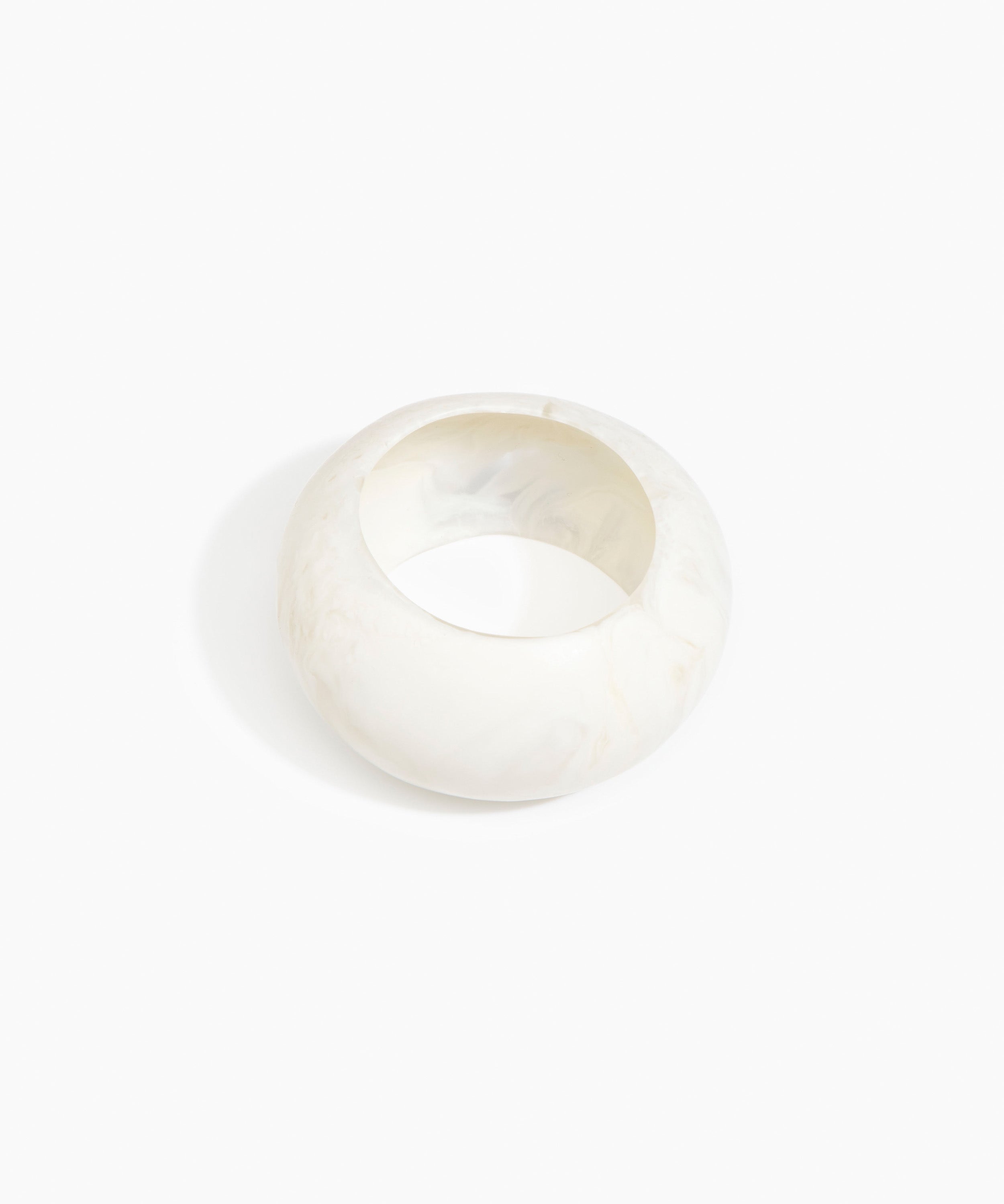 Dinosaur Designs Boulder Bangle in Chalk Swirl Colour resin with Wide Fit