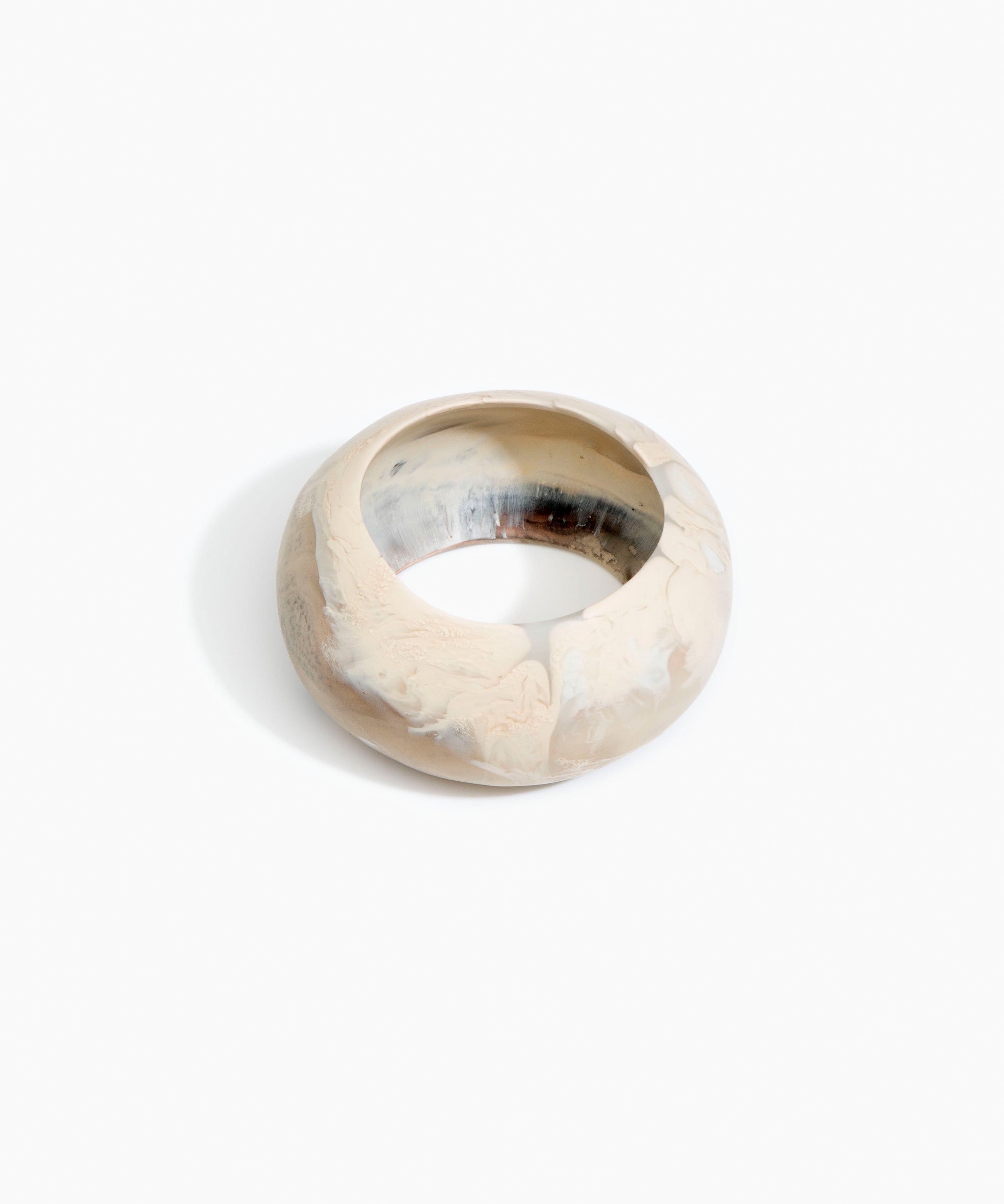 Dinosaur Designs Boulder Bangle in Sandy Pearl Colour resin with Wide Fit