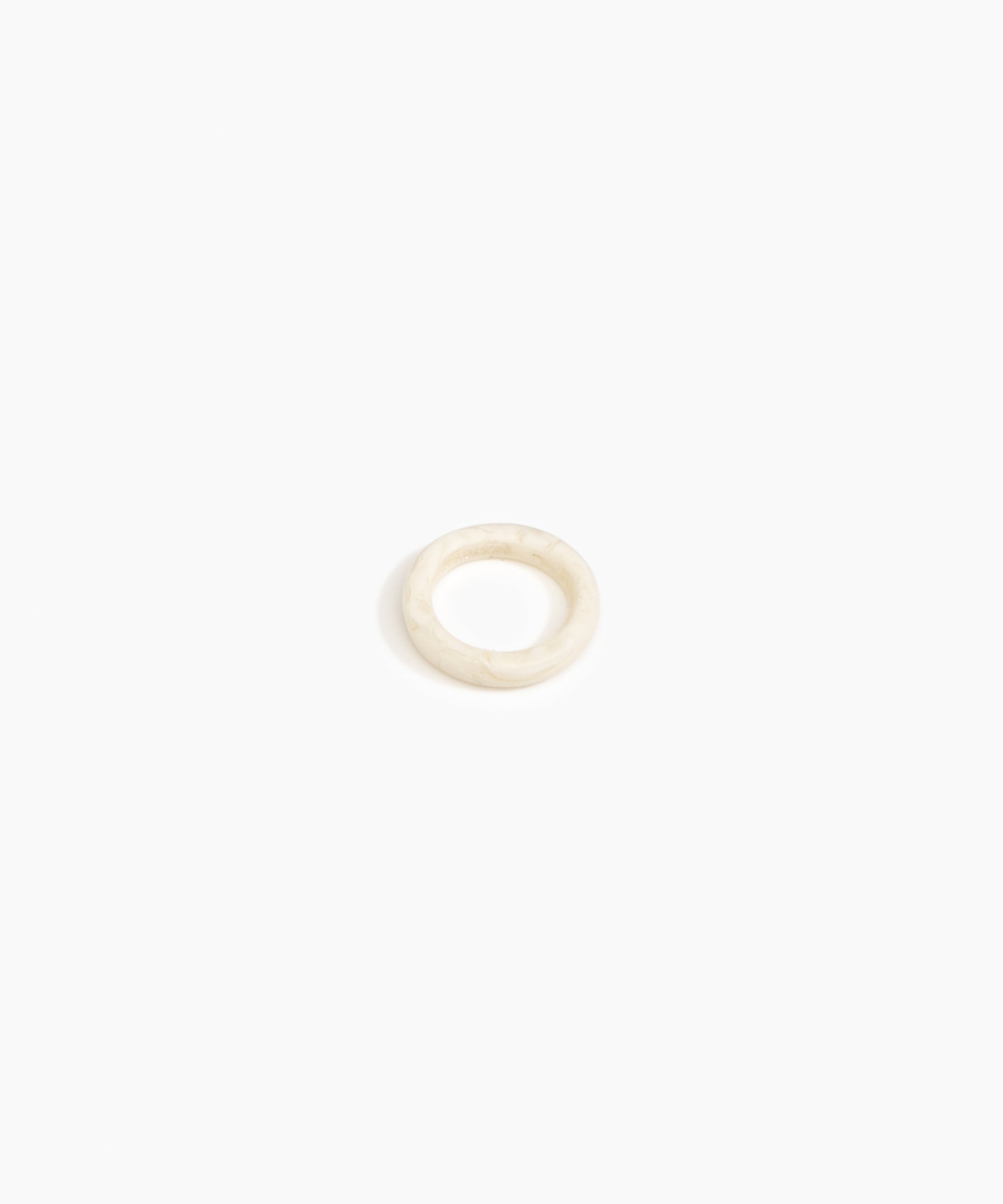 Dinosaur Designs Modern Tribal Band Ring in Chalk Swirl Colour resin with Wide Fit