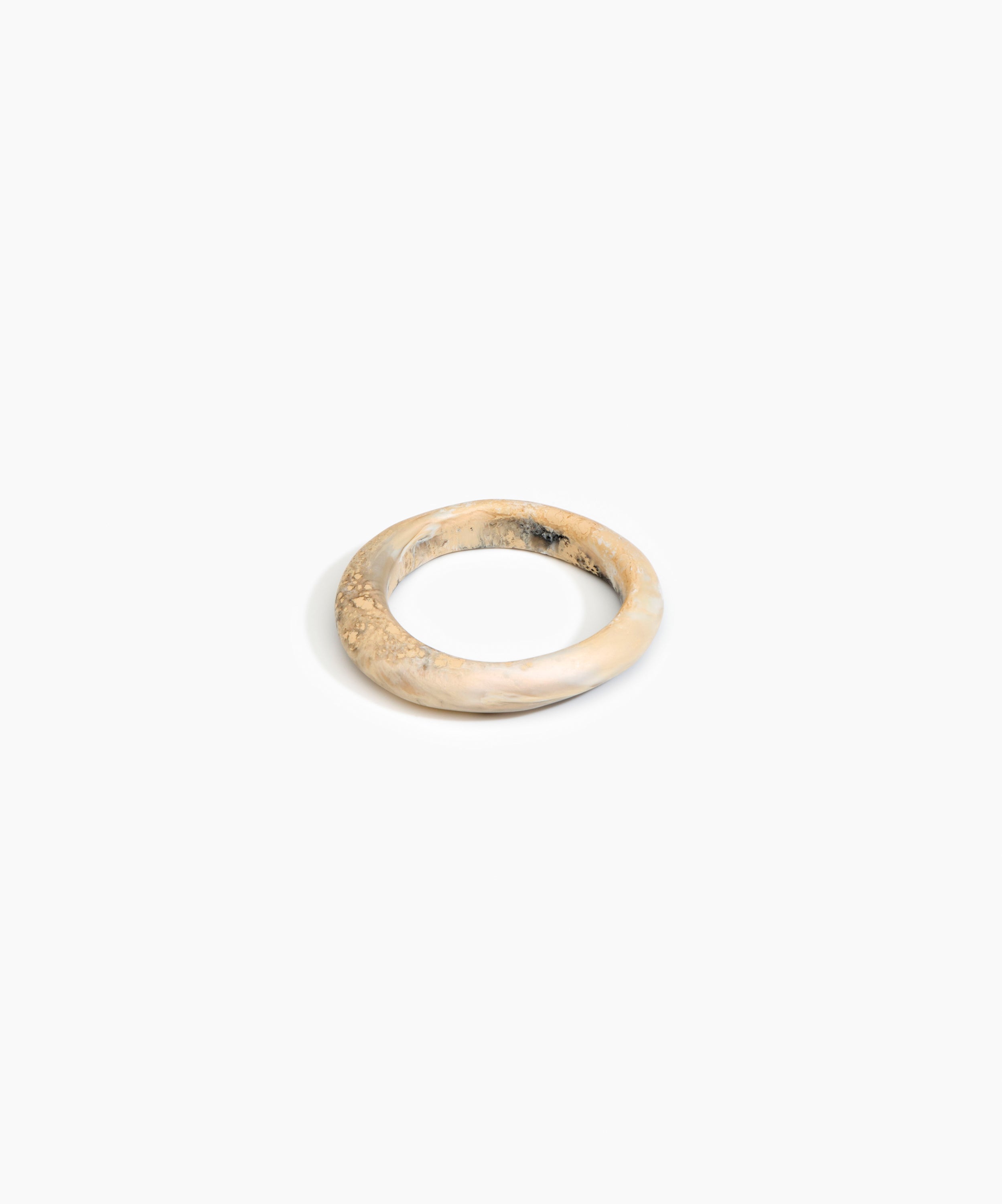 Dinosaur Designs Small Organic Bangle in Sandy Pearl Colour resin with Regular Fit