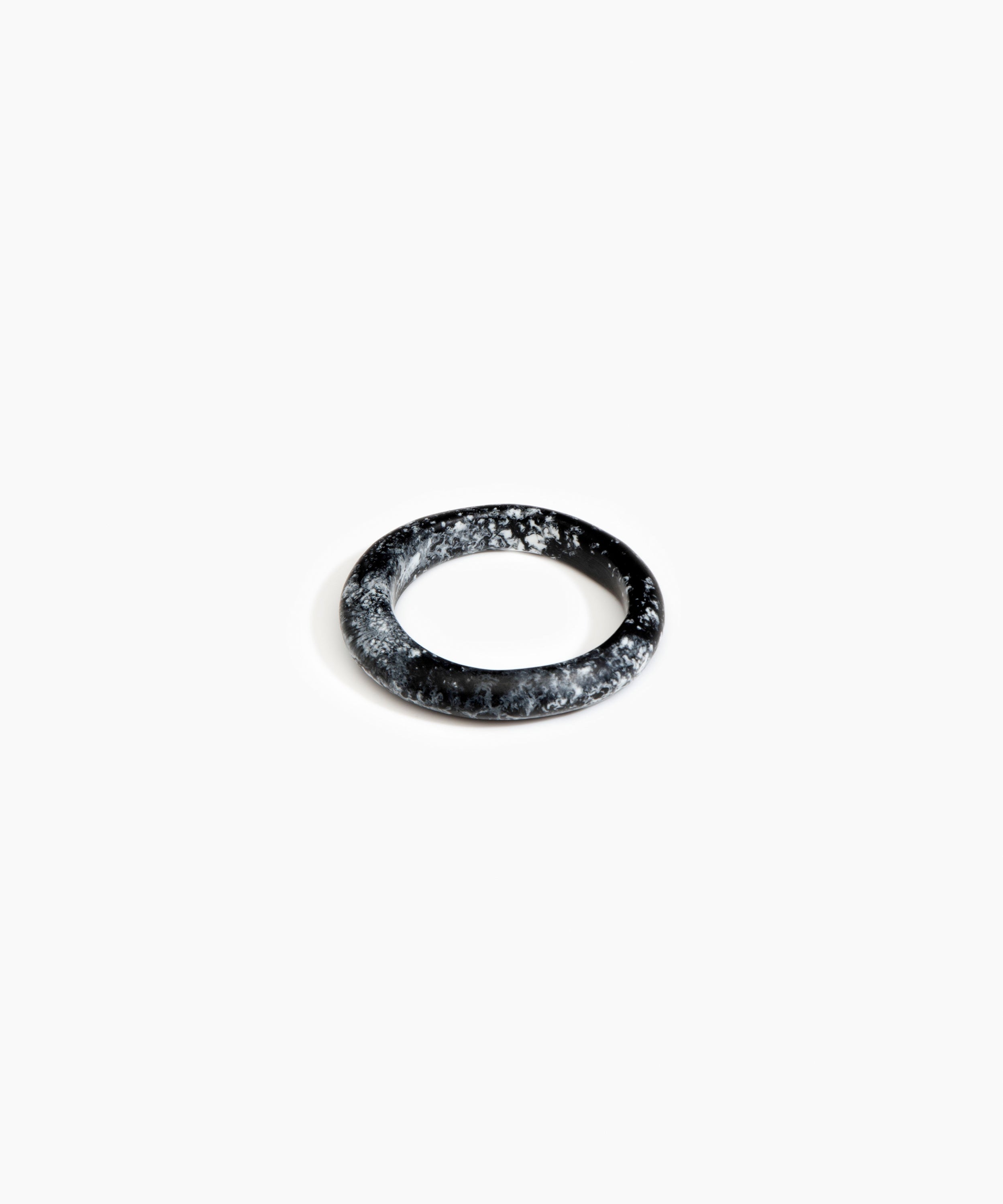 Dinosaur Designs Small Organic Bangle in Black Marble Colour resin with Regular Fit