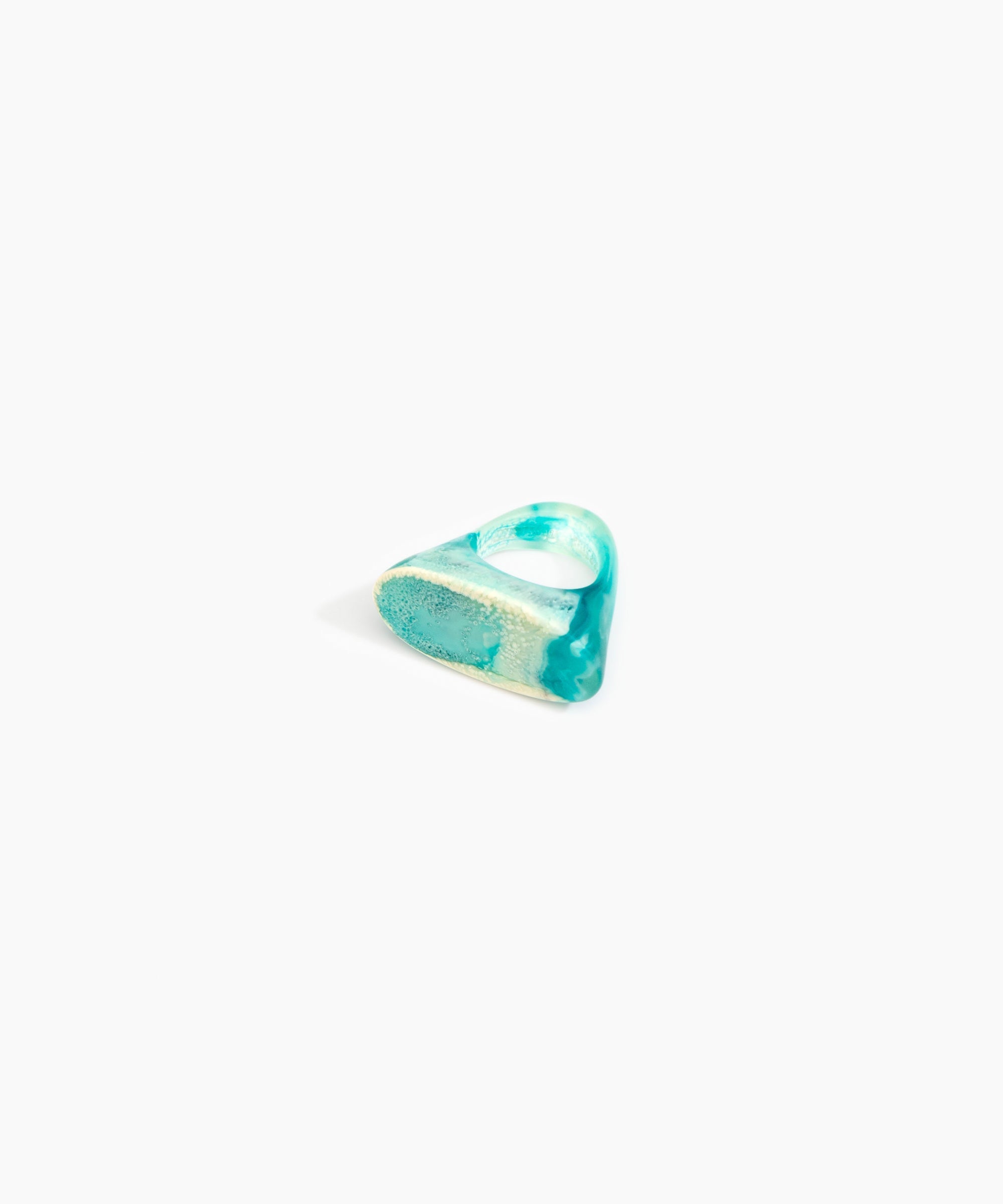 Dinosaur Designs Shield Ring in Lagoon Colour resin with Regular Fit