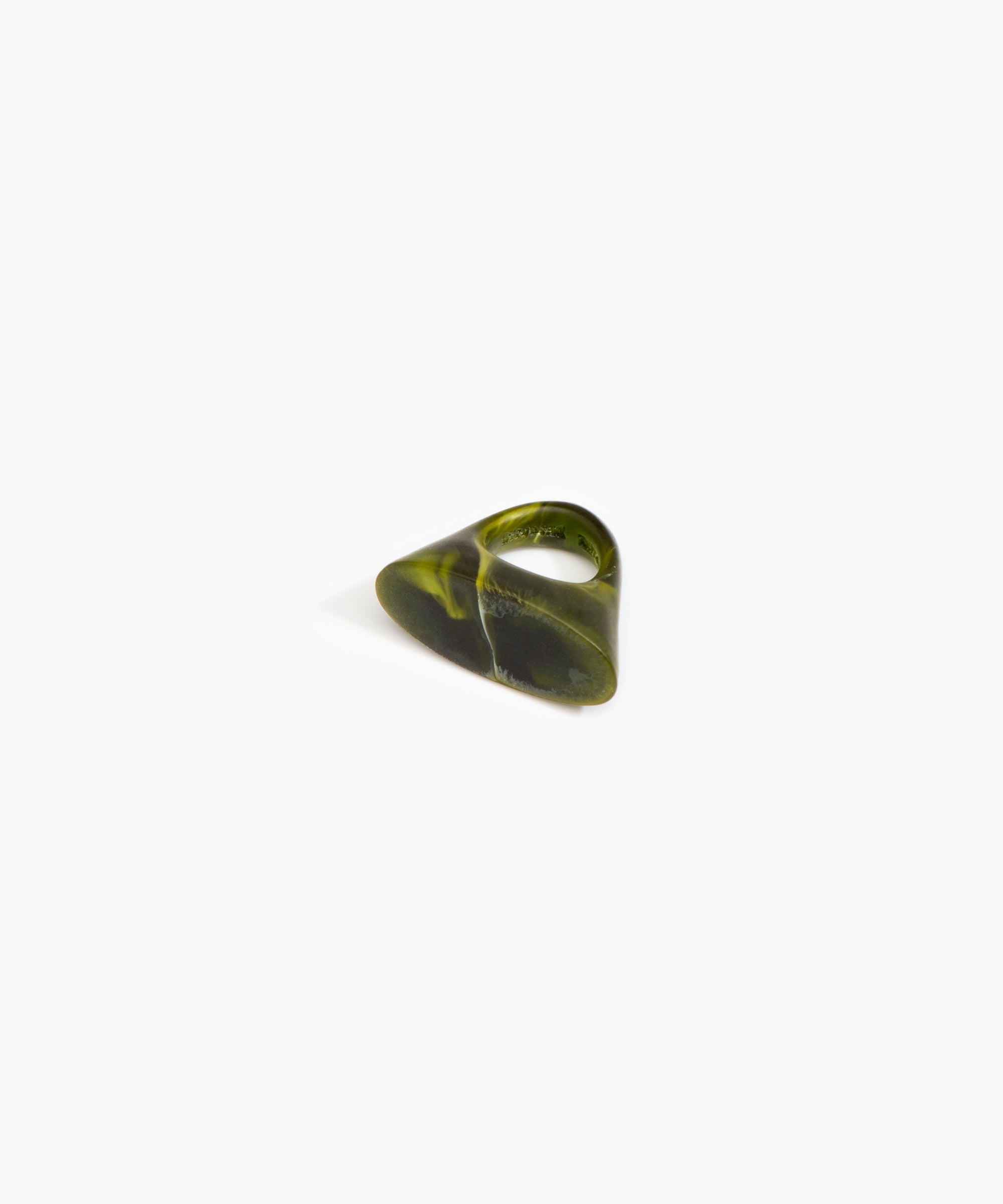Dinosaur Designs Shield Ring in Malachite Colour resin with Regular Fit