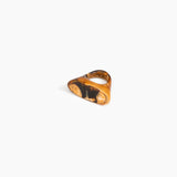 Dinosaur Designs Shield Ring in Dark Horn Colour resin with Regular Fit