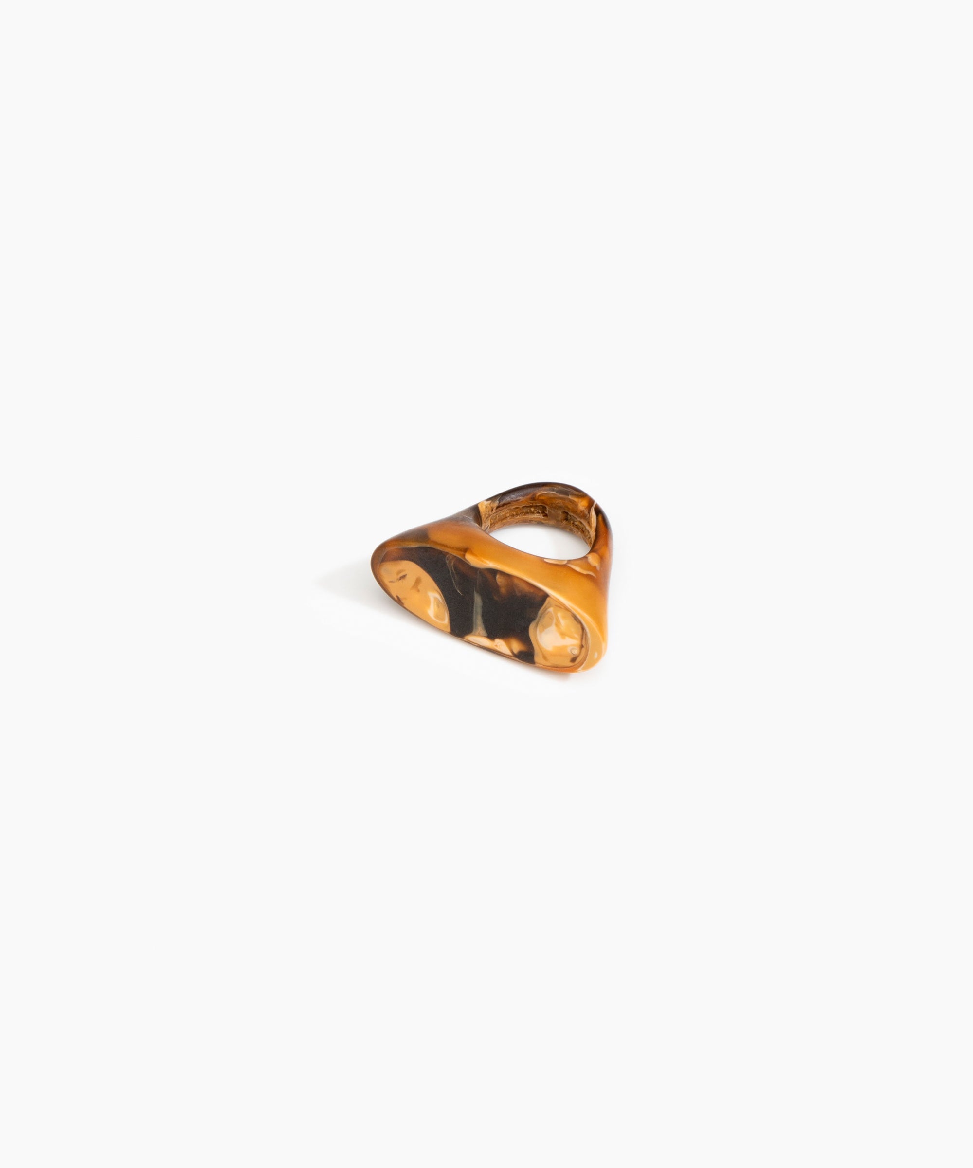 Dinosaur Designs Shield Ring in Dark Horn Colour resin with Regular Fit
