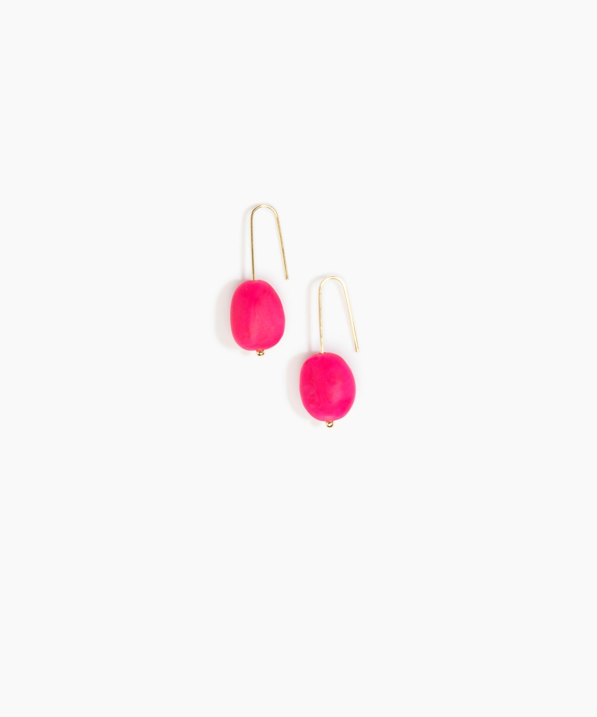 Dinosaur Designs Earth Wire Earrings in Flamingo Colour resin with Gold-Filled Material