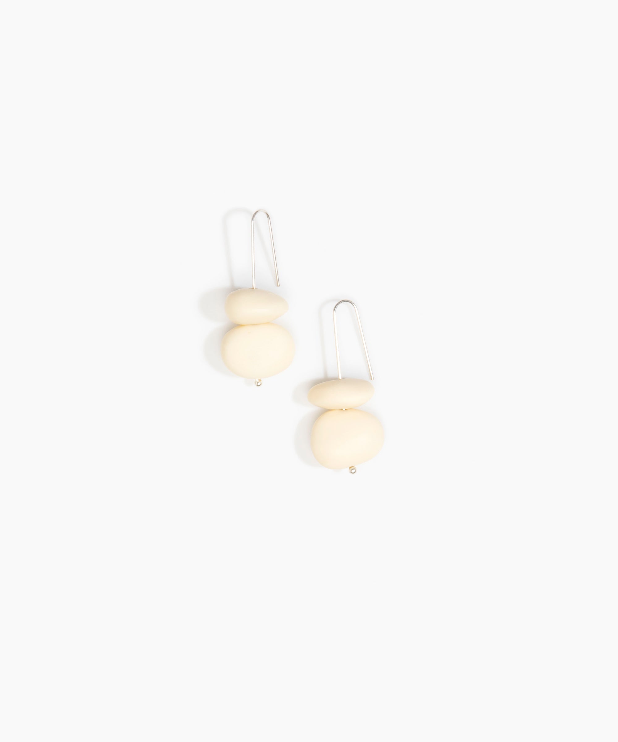 Dinosaur Designs Temple Earth Wire Earrings in Cream Colour resin with 925 Sterling Silver Material