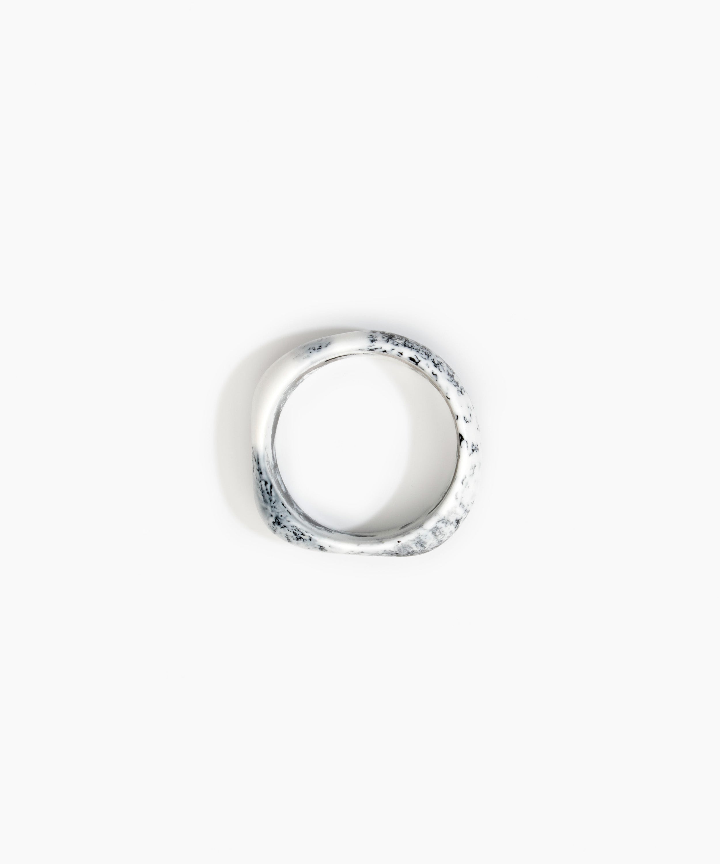 Dinosaur Designs Large Organic Bangle in White Marble Colour resin with Wide Fit