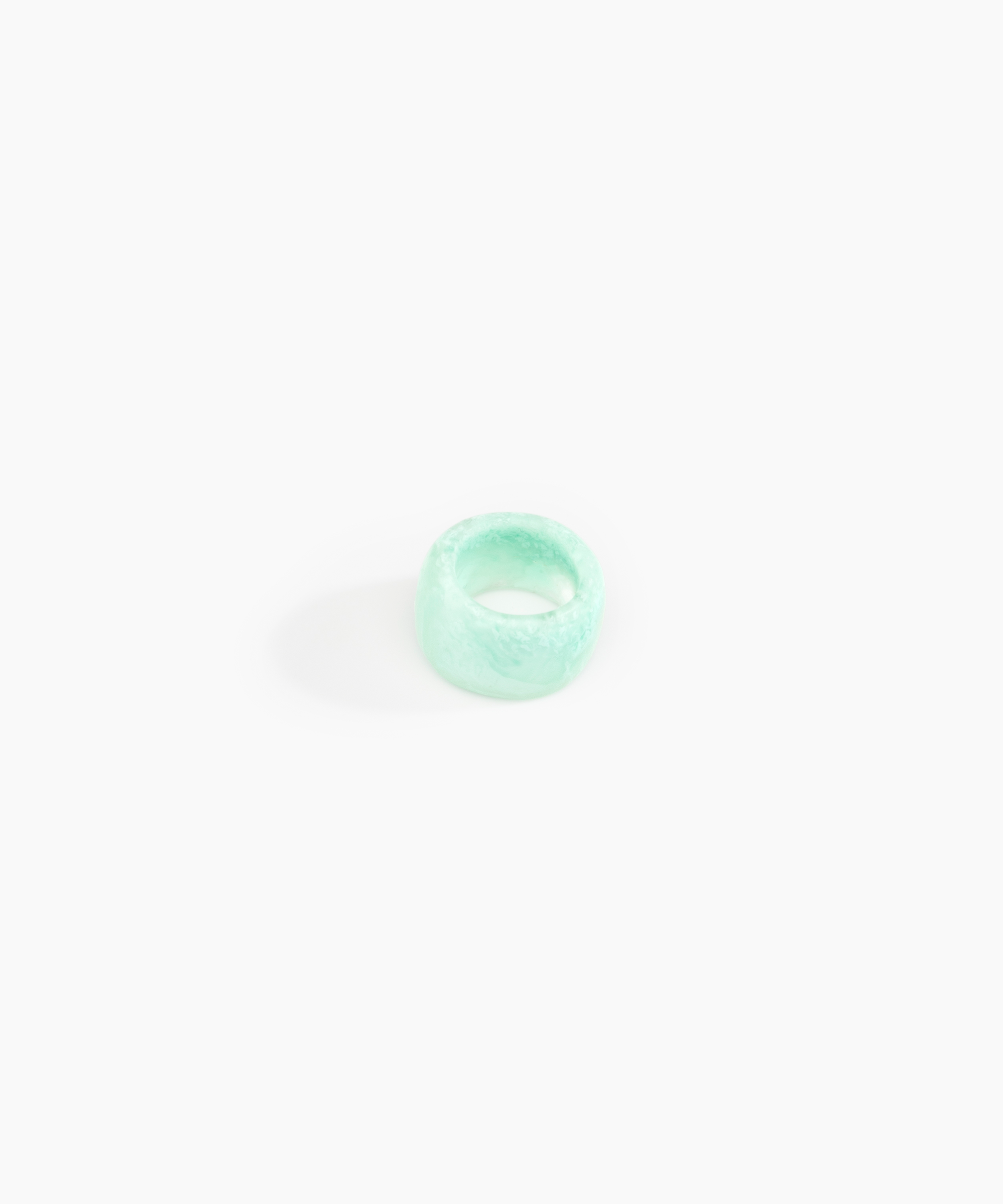 Dinosaur Designs Band Ring in Mint Colour resin with Wide Fit