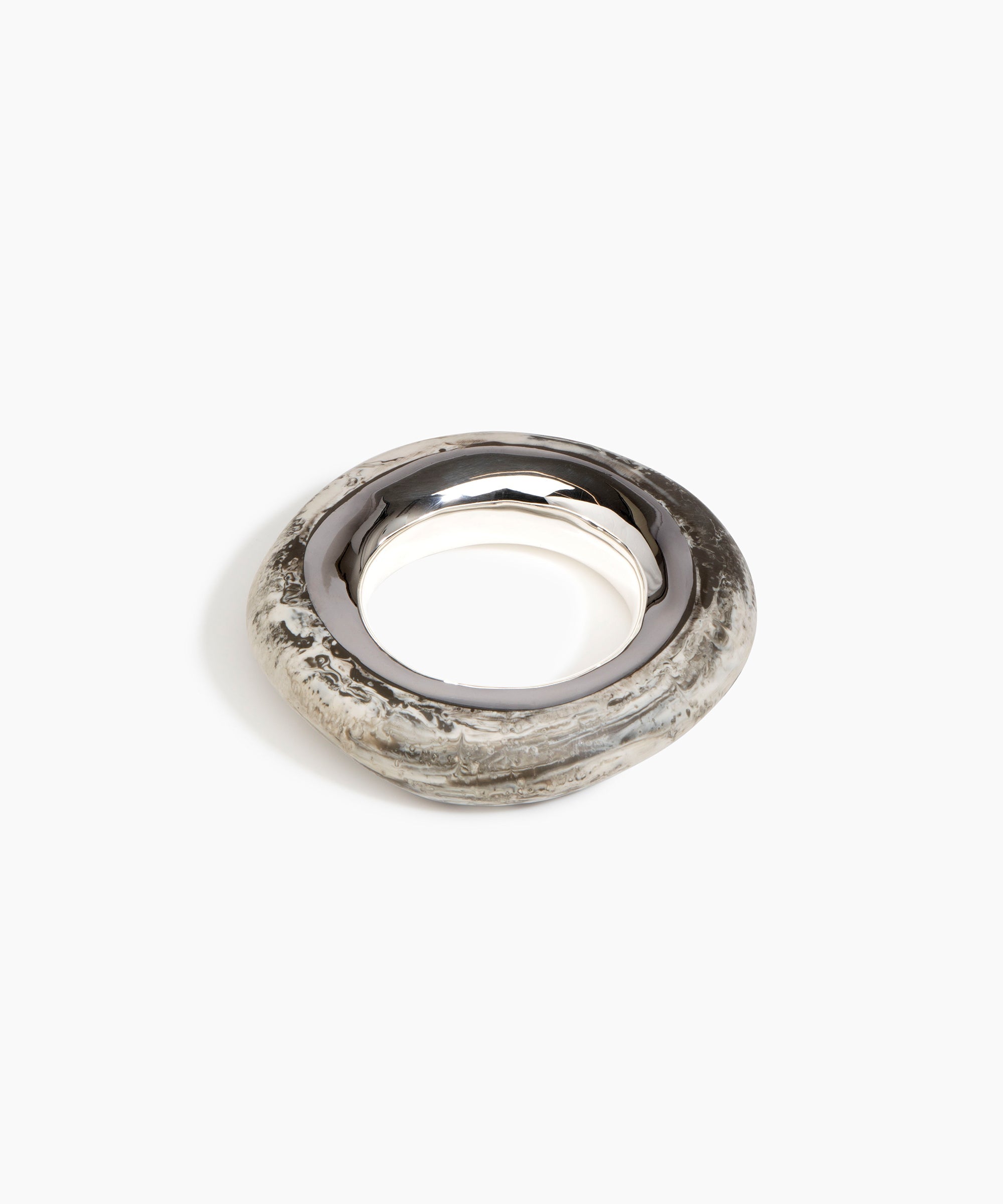 Dinosaur Designs Large Drift Duo Bangle in Granite Colour resin with Silver-Plated Brass Material