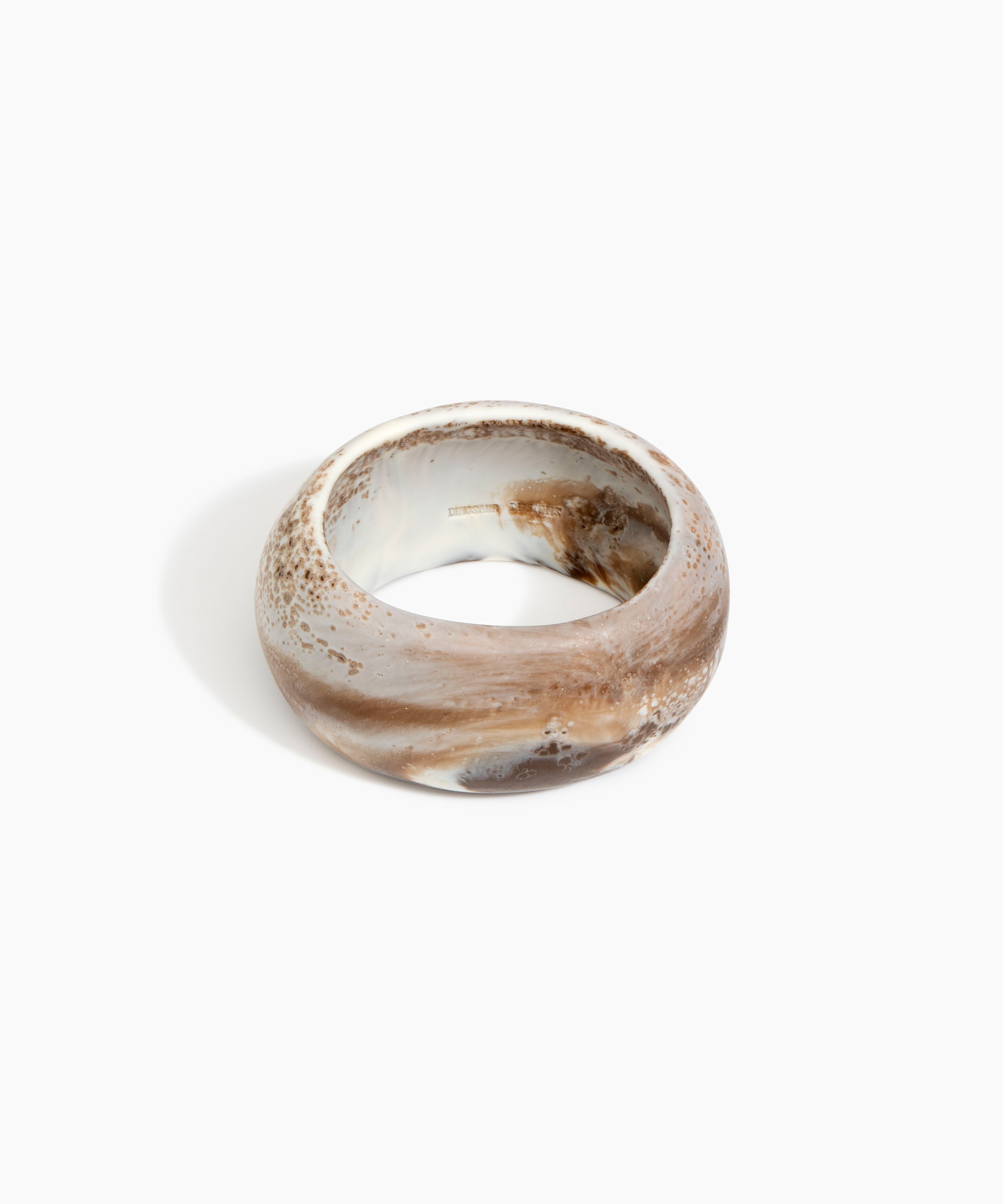 Dinosaur Designs Large Organic Oval Bangle in Cappuccino Colour resin with Wide Fit