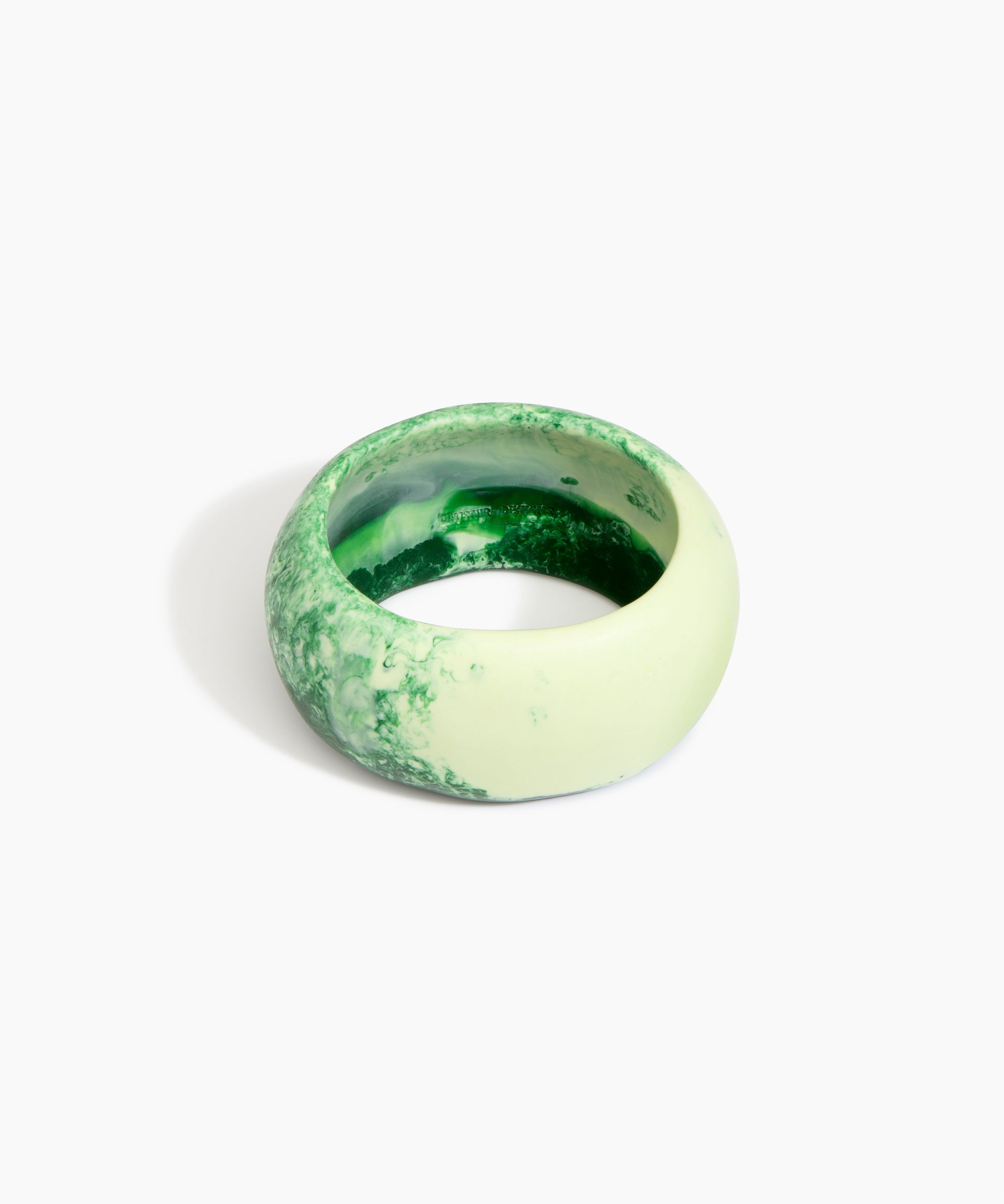 Dinosaur Designs Large Organic Oval Bangle in Grass Colour resin with Wide Fit
