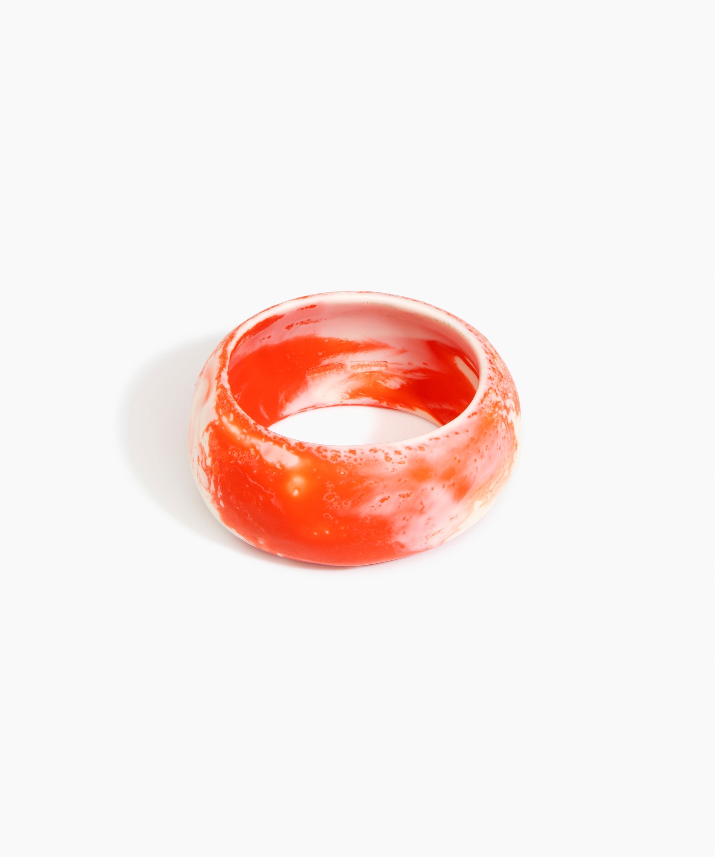 Dinosaur Designs Large Organic Oval Bangle in Strawberry Colour resin with Wide Fit