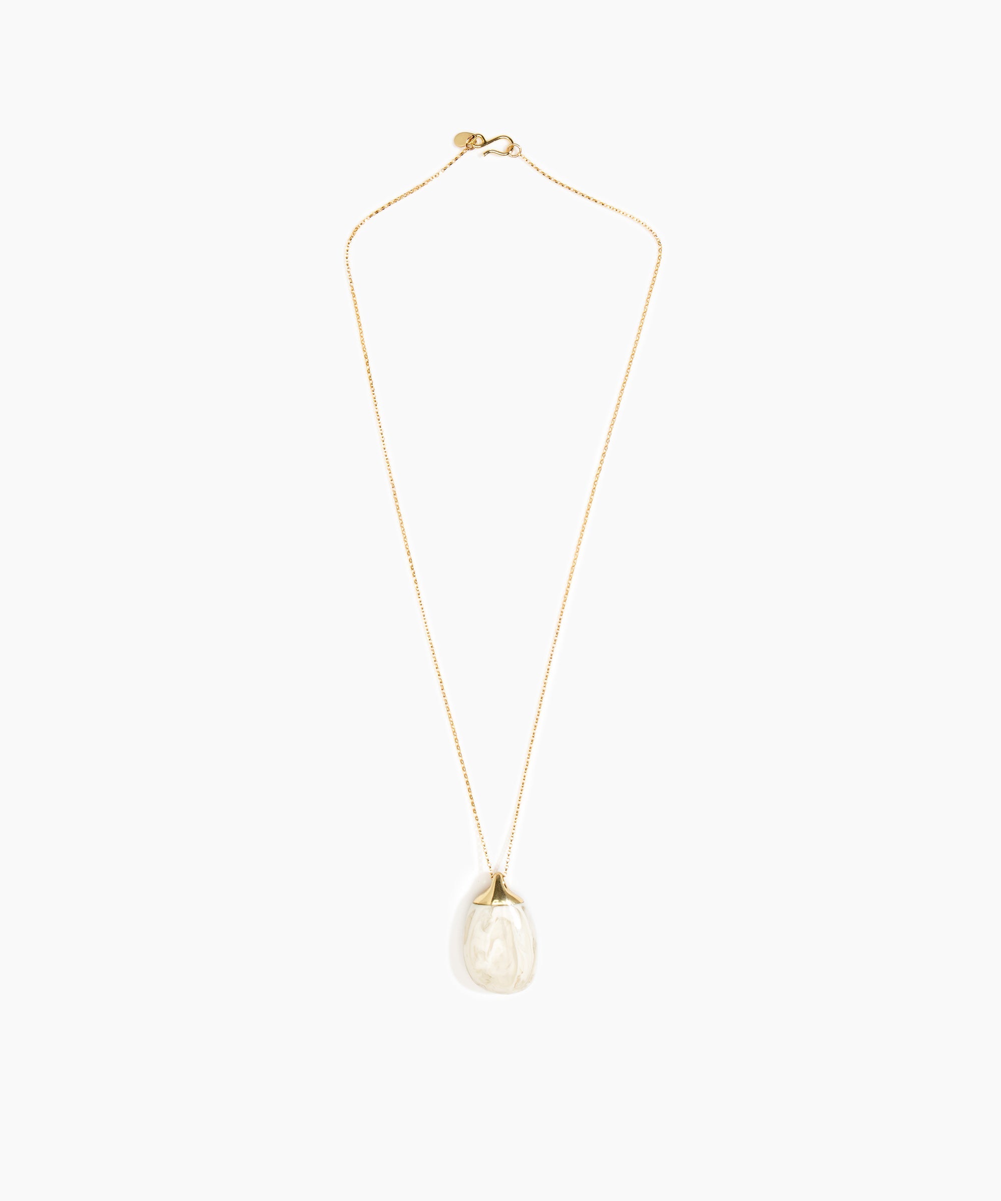 Dinosaur Designs Medium River Rock Pendant in Chalk Swirl Colour resin with Gold-Filled Material
