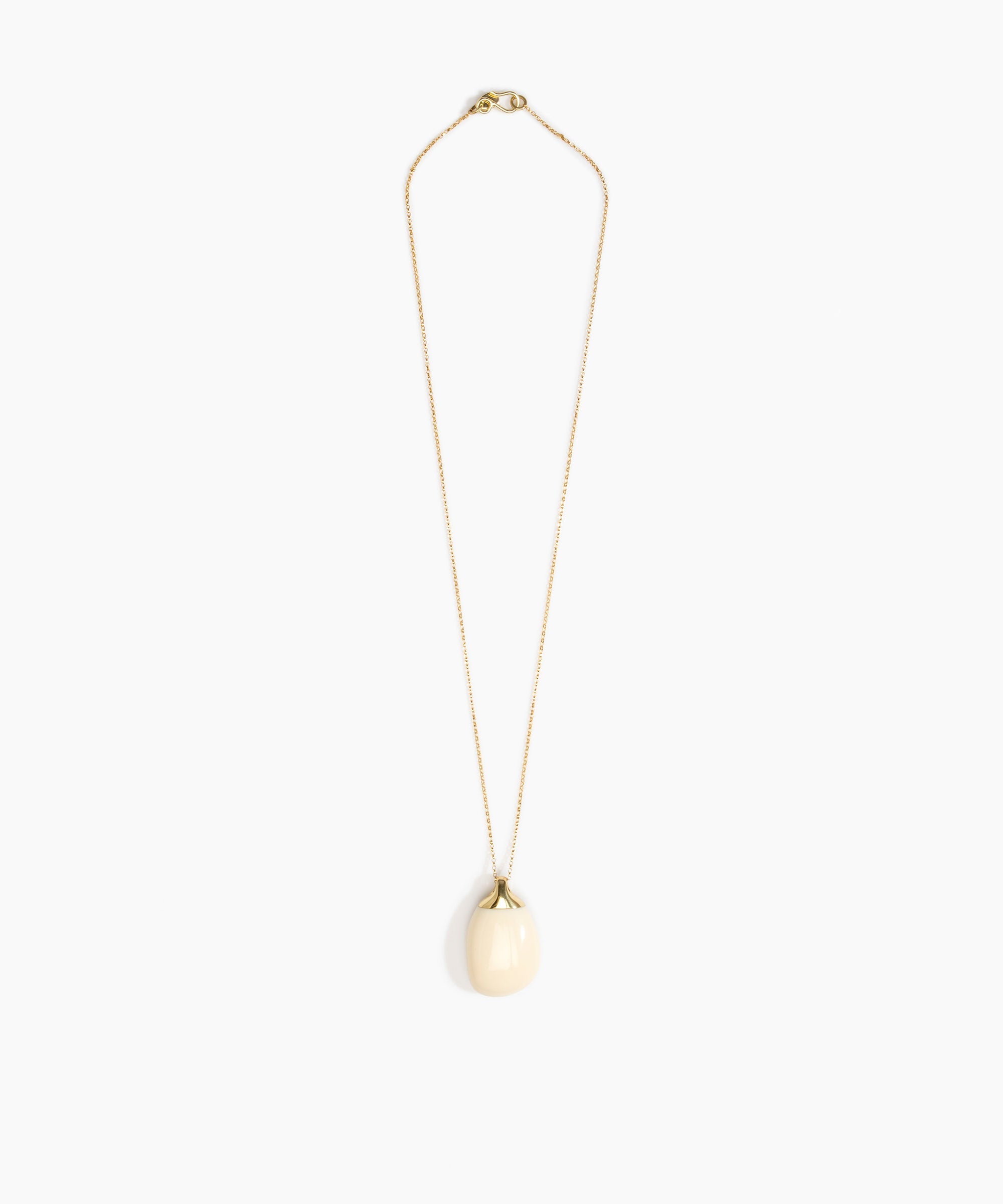 Dinosaur Designs Medium River Rock Pendant in Cream Colour resin with Gold-Filled Material