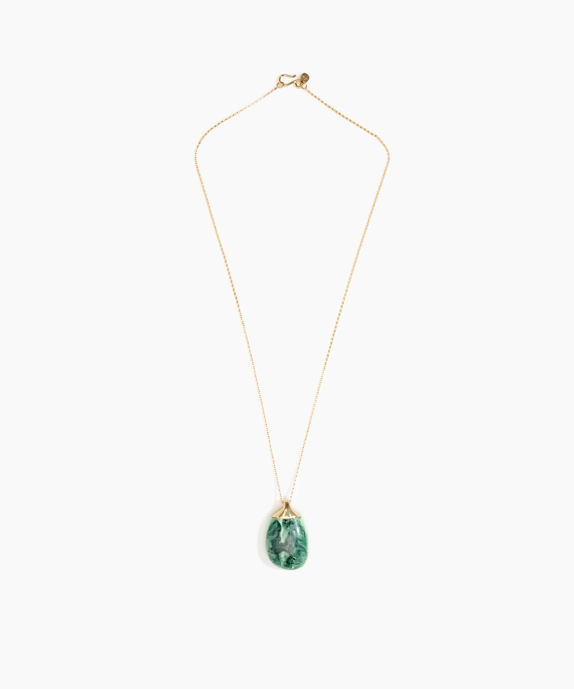Dinosaur Designs Medium River Rock Pendant in Moss Colour resin with Gold-Filled Material