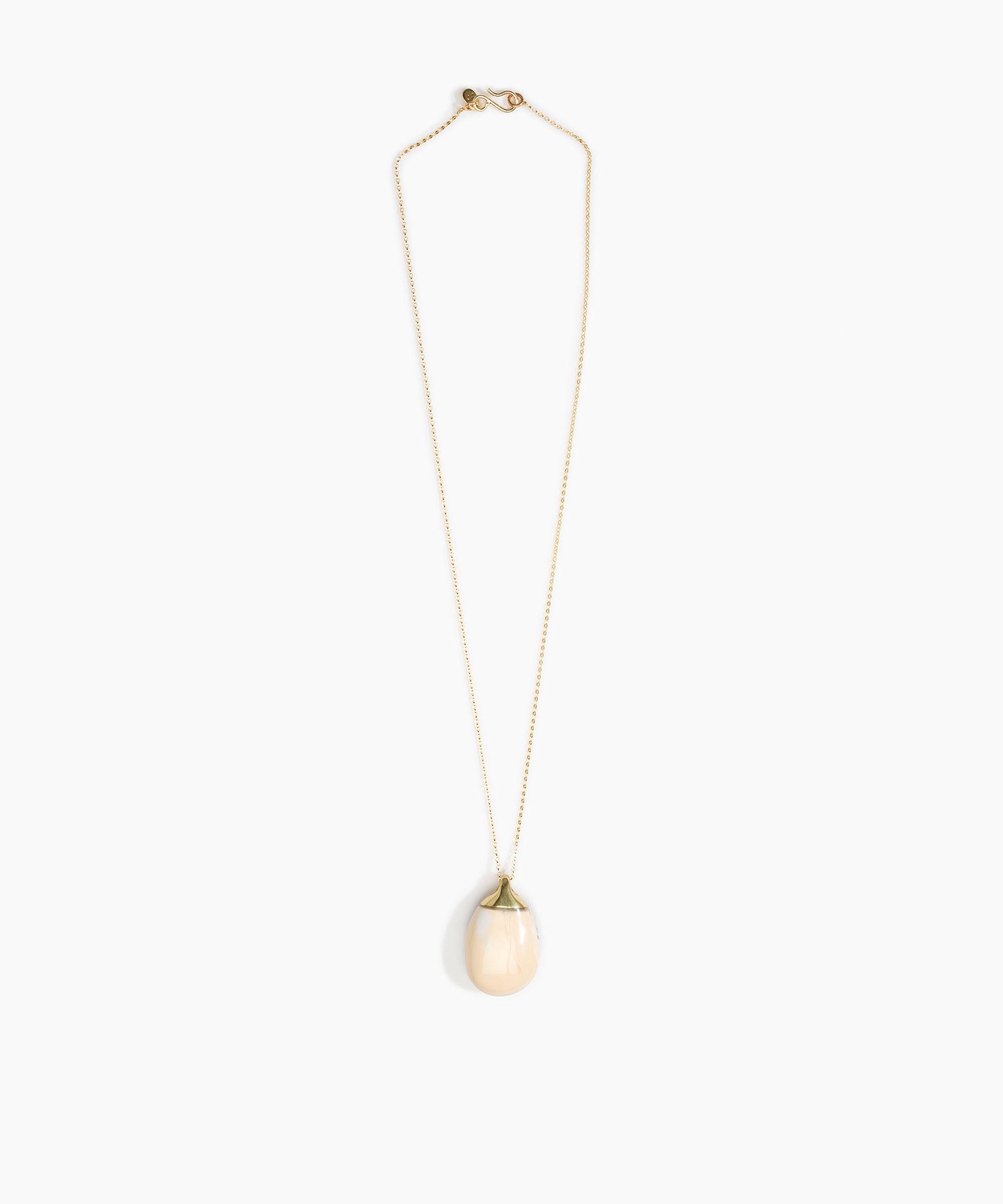 Dinosaur Designs Medium River Rock Pendant in Sandy Pearl Colour resin with Gold-Filled Material