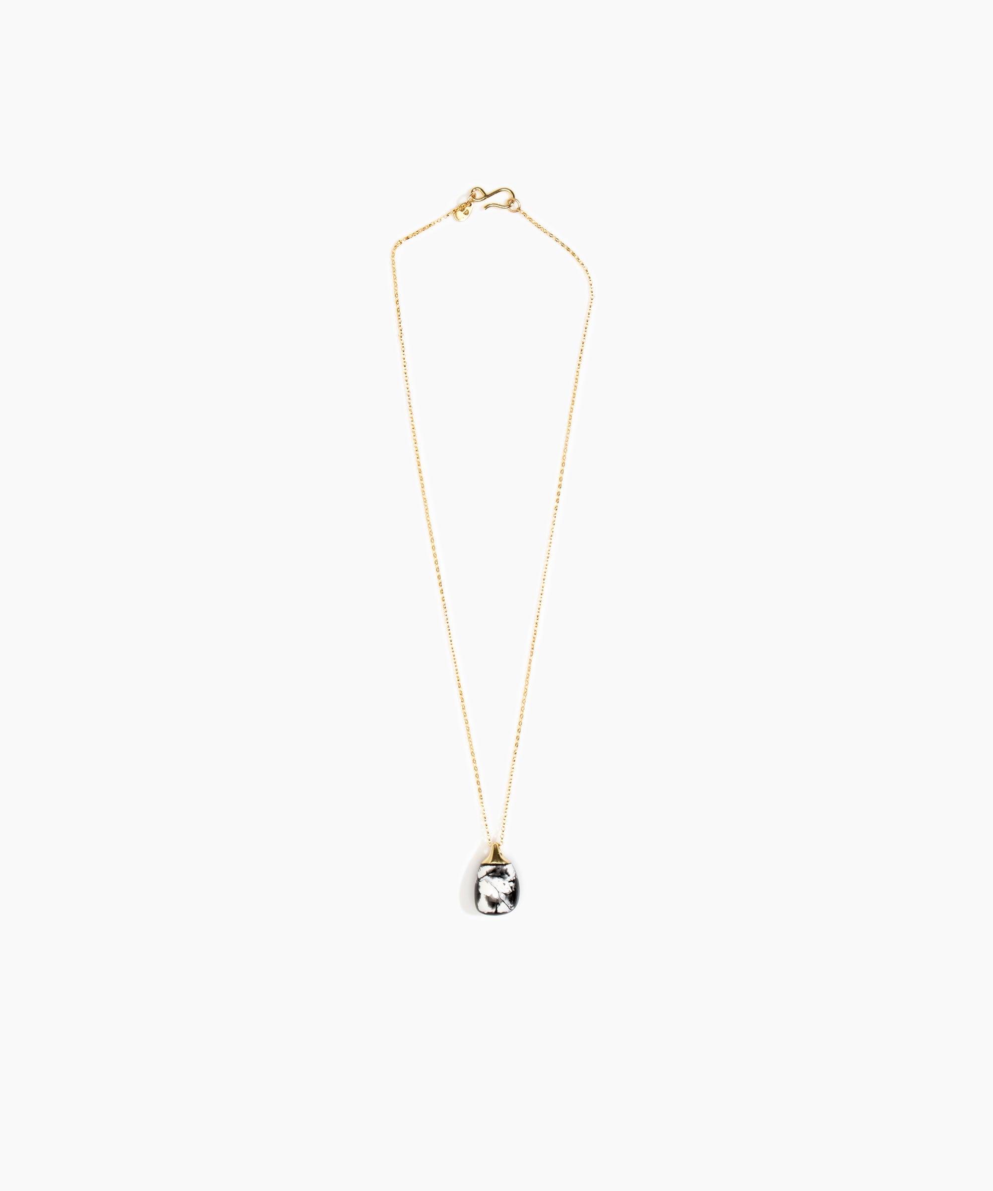Dinosaur Designs Small River Rock Pendant in Black Marble Colour resin with Gold-Filled Material