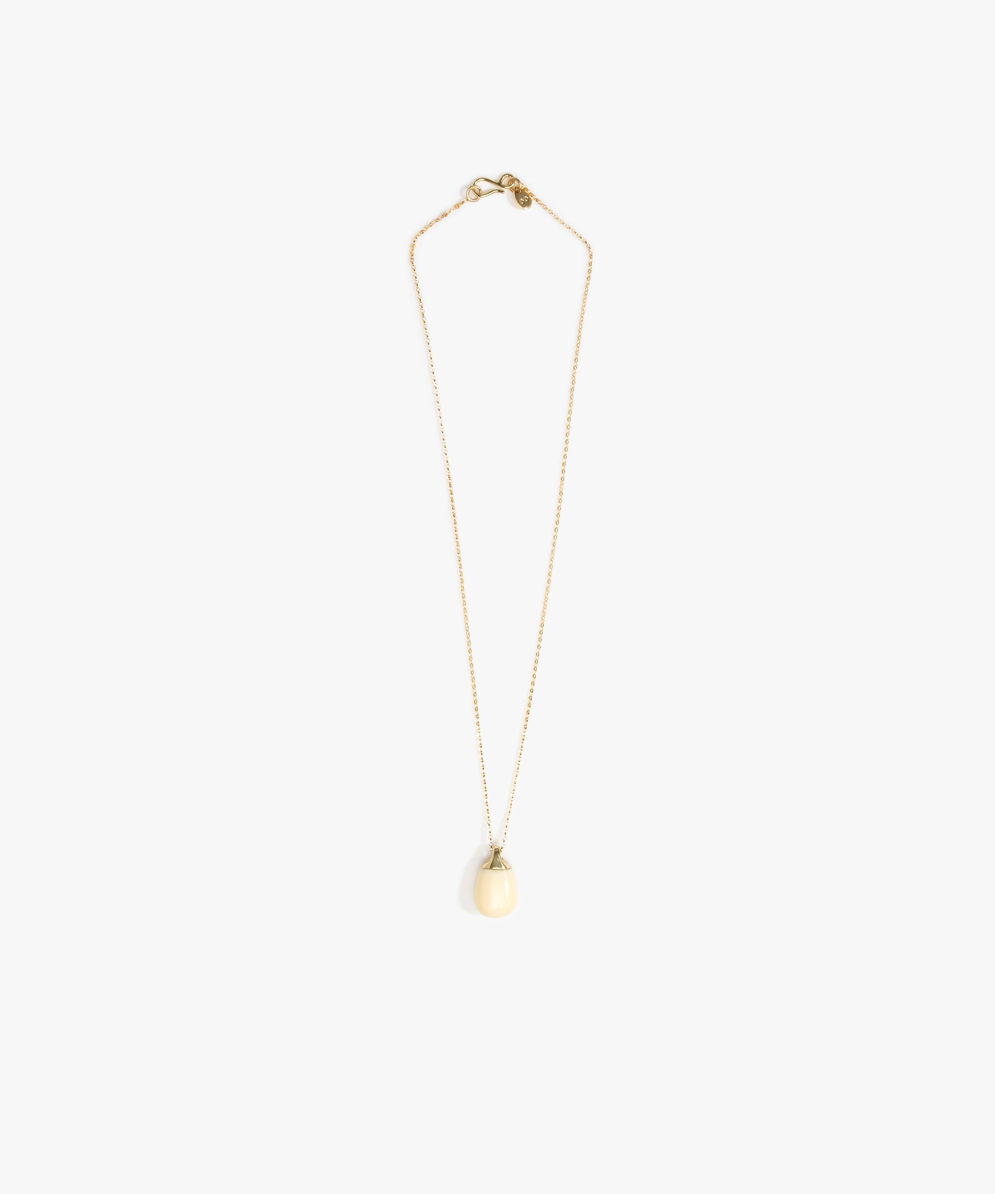 Dinosaur Designs Small River Rock Pendant in Cream Colour resin with Gold-Filled Material